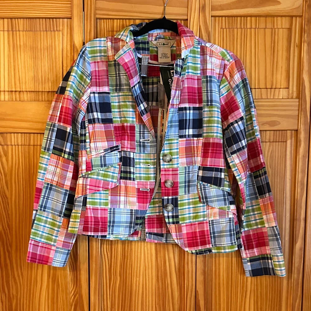 L.L. Bean Multicolor Plaid Blazer